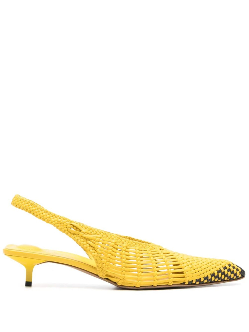 Jacquemus Cubisto Banane Pointed Toe Slingback Pump In Yellow