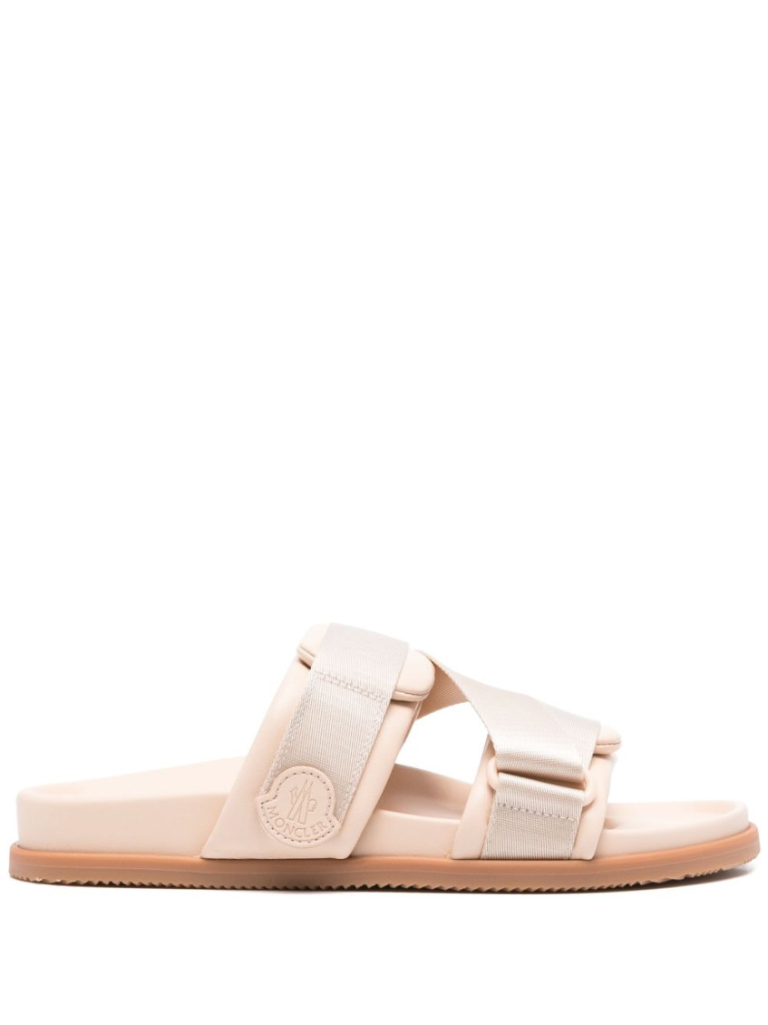 Shop Moncler Pink Slip On Sandals