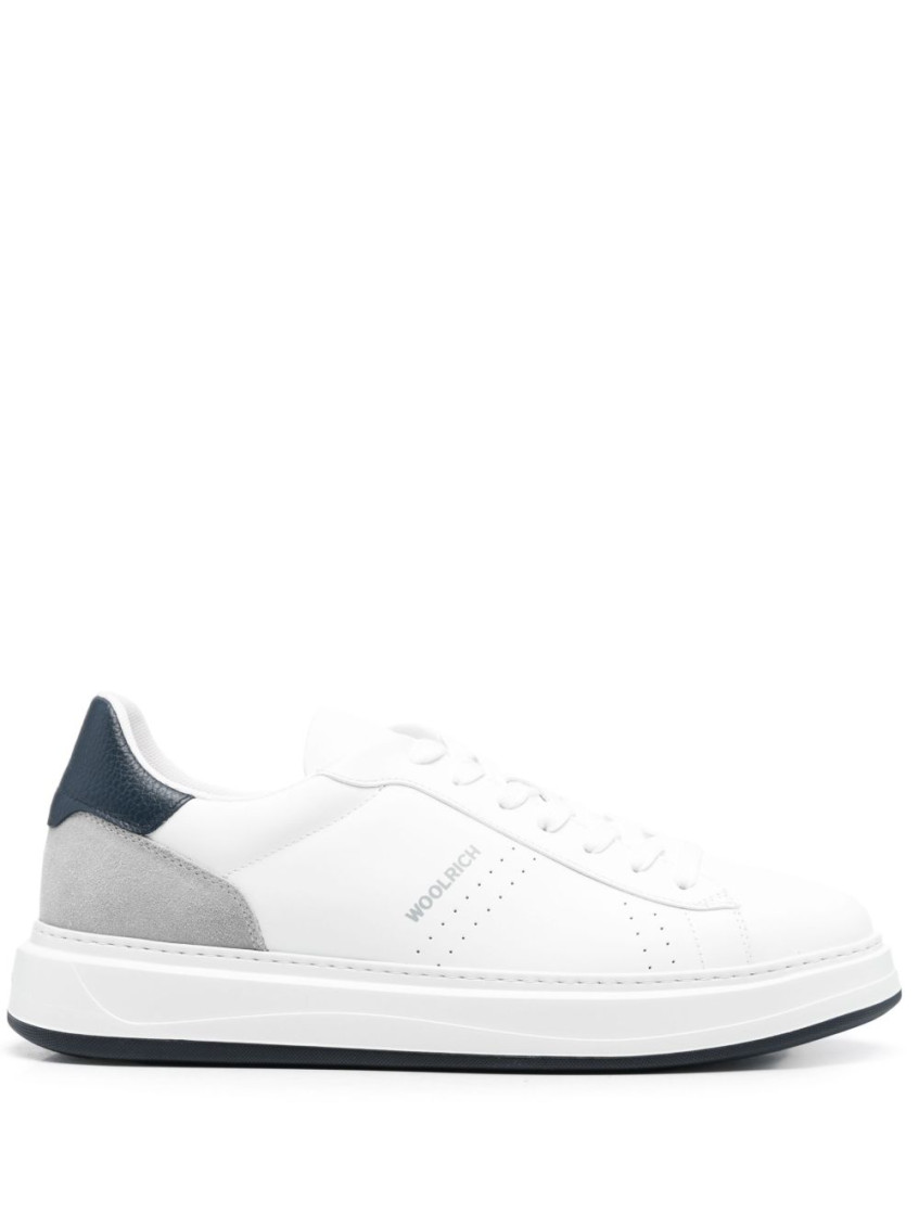 Woolrich Sneaker With Contrast Heel Panel In White