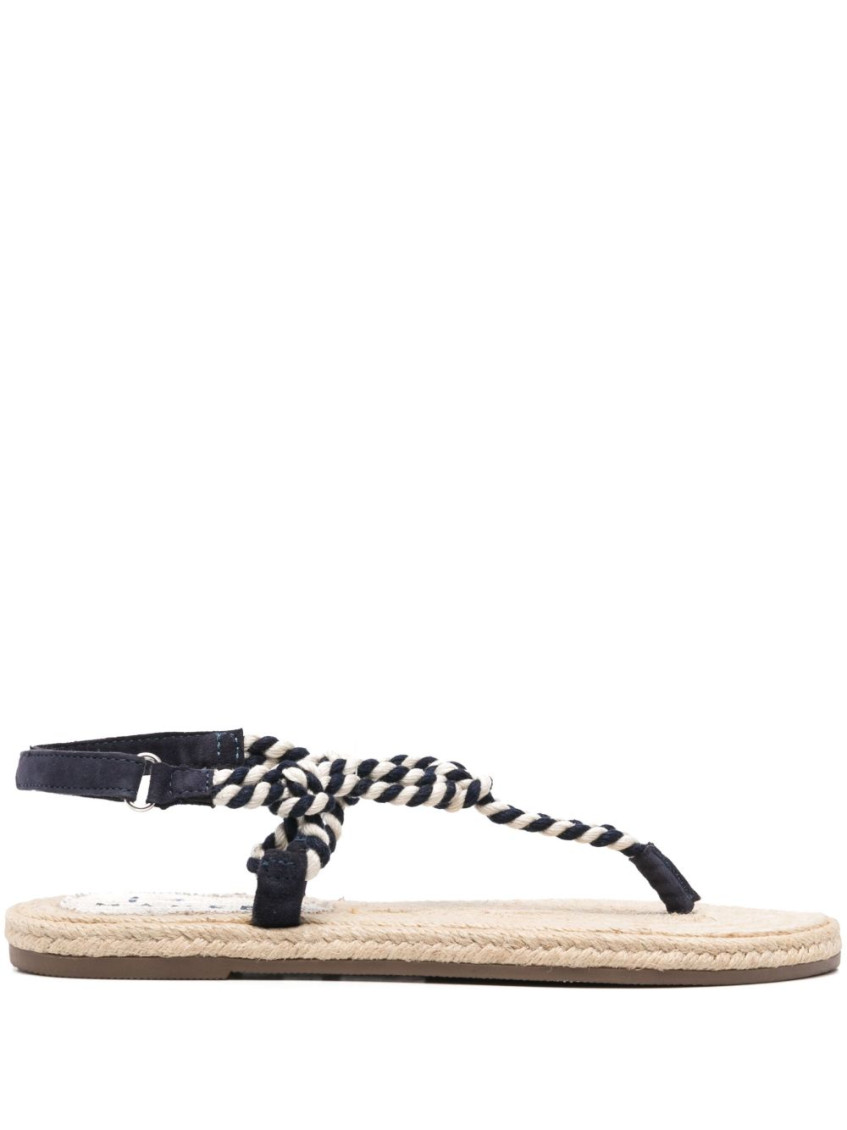 Manebi Woven Strap Flat Sole Open Toe Sandals In Black