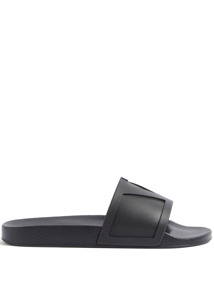 Valentino Garavani Black Sandals With Vlogo Detail On The Front In Tech Fabric Man