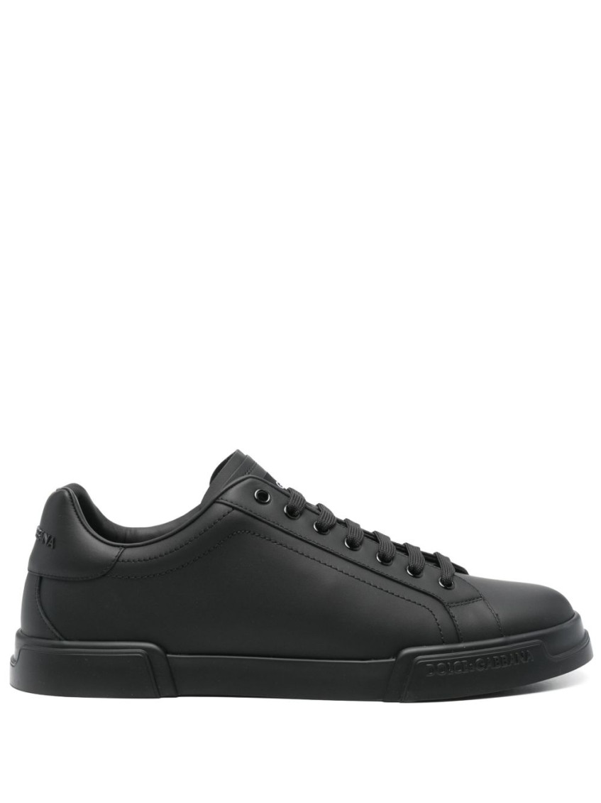 Dolce & Gabbana Portofino Light Black Sneakers With Logo Patch On The Tongue And Tonal Logo Lettering On The Heel In In Black