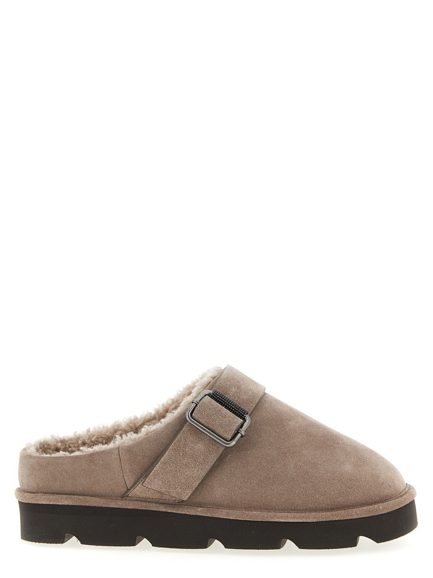 Brunello Cucinelli Beige Slip On Mules