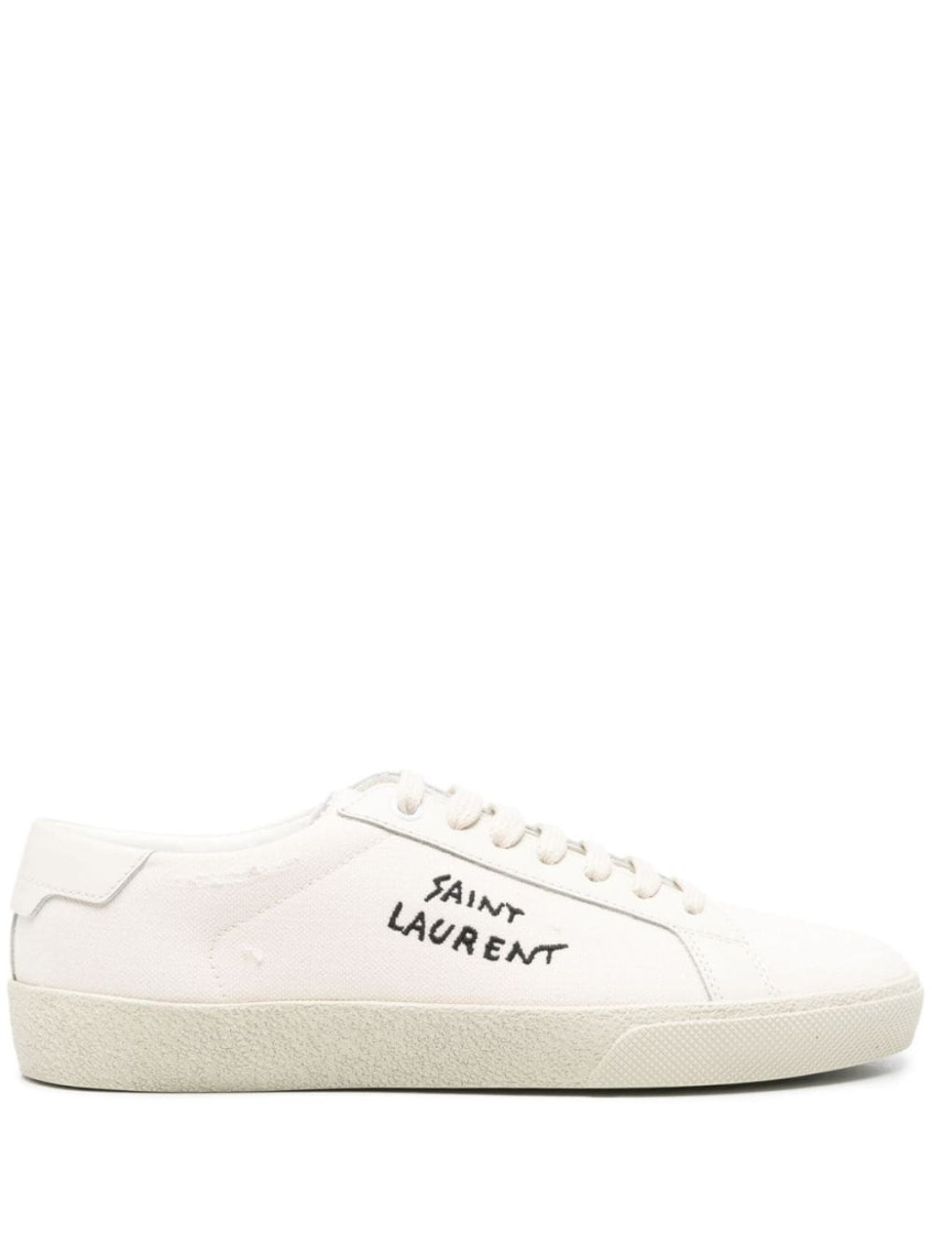 SAINT LAURENT WHITE LEATHER LOGO SNEAKERS