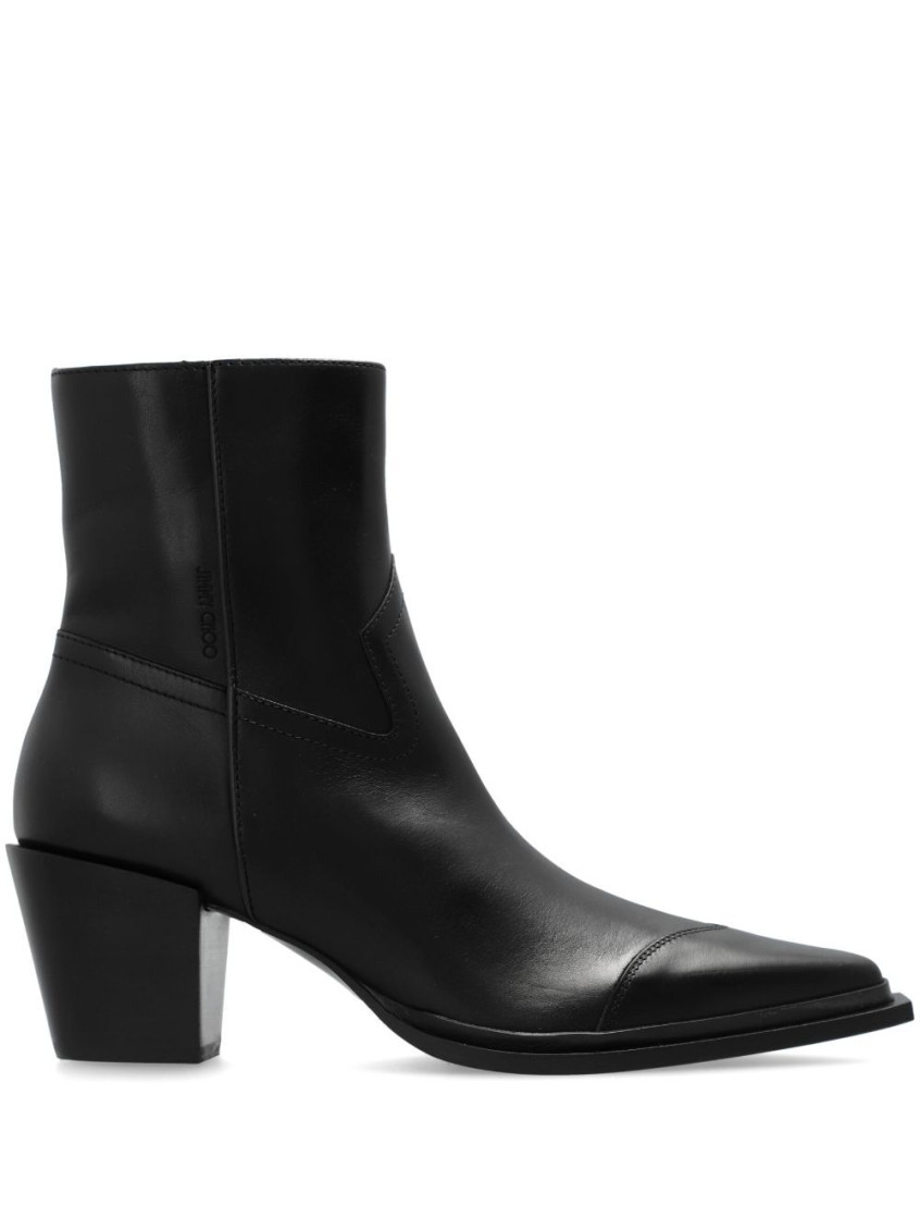 Jimmy Choo Black Leather Boots In Black