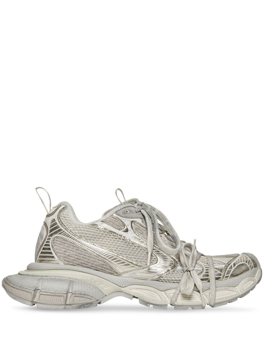 Balenciaga White/silver Mesh And Polyurethane 3xl Sneaker In Off White