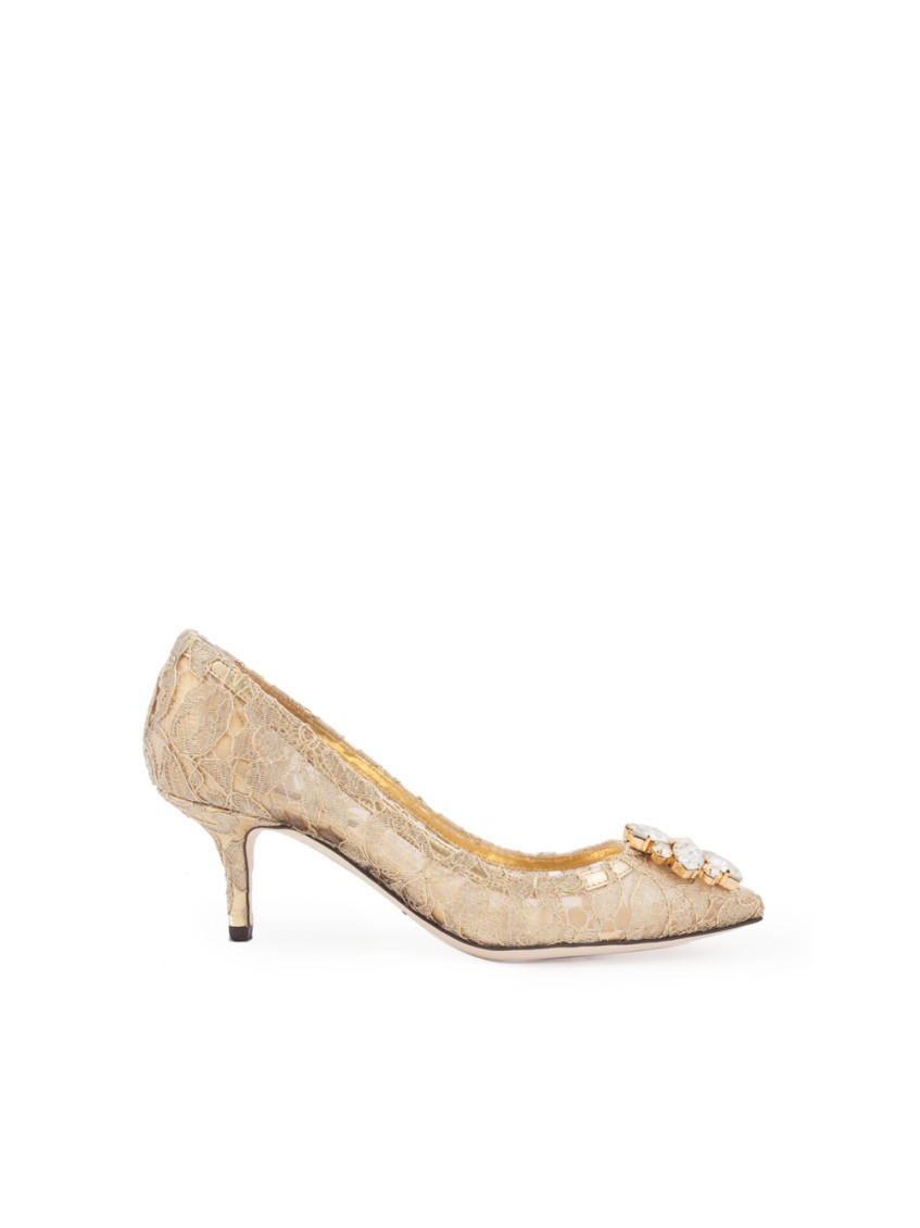 Shop Dolce & Gabbana Beige Slip On Heels