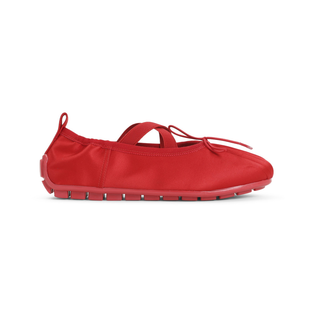 Simone Rocha Grip Cross-strap Pleated Ballet Flats In Red