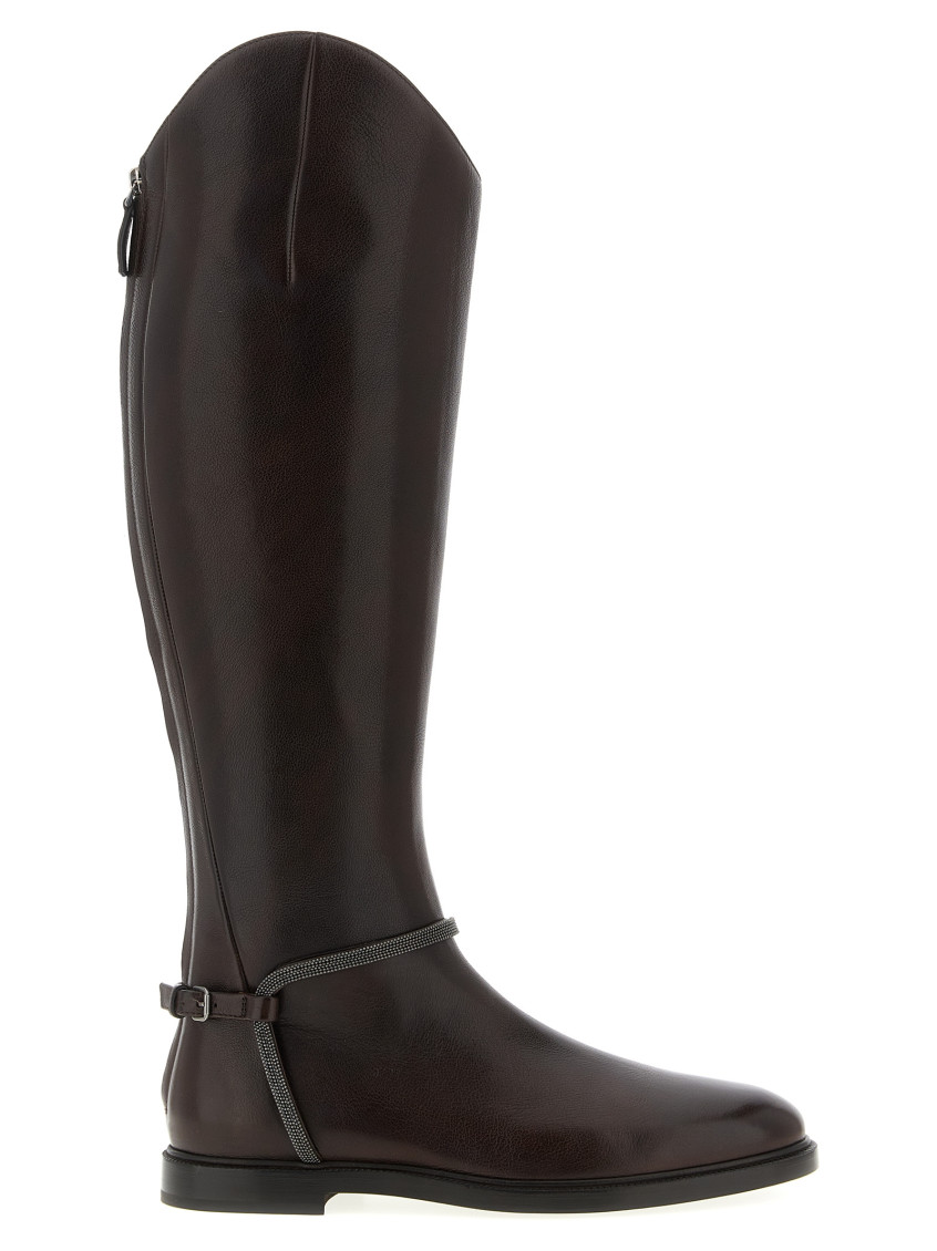 Brunello Cucinelli Brown Leather Boots In Brown