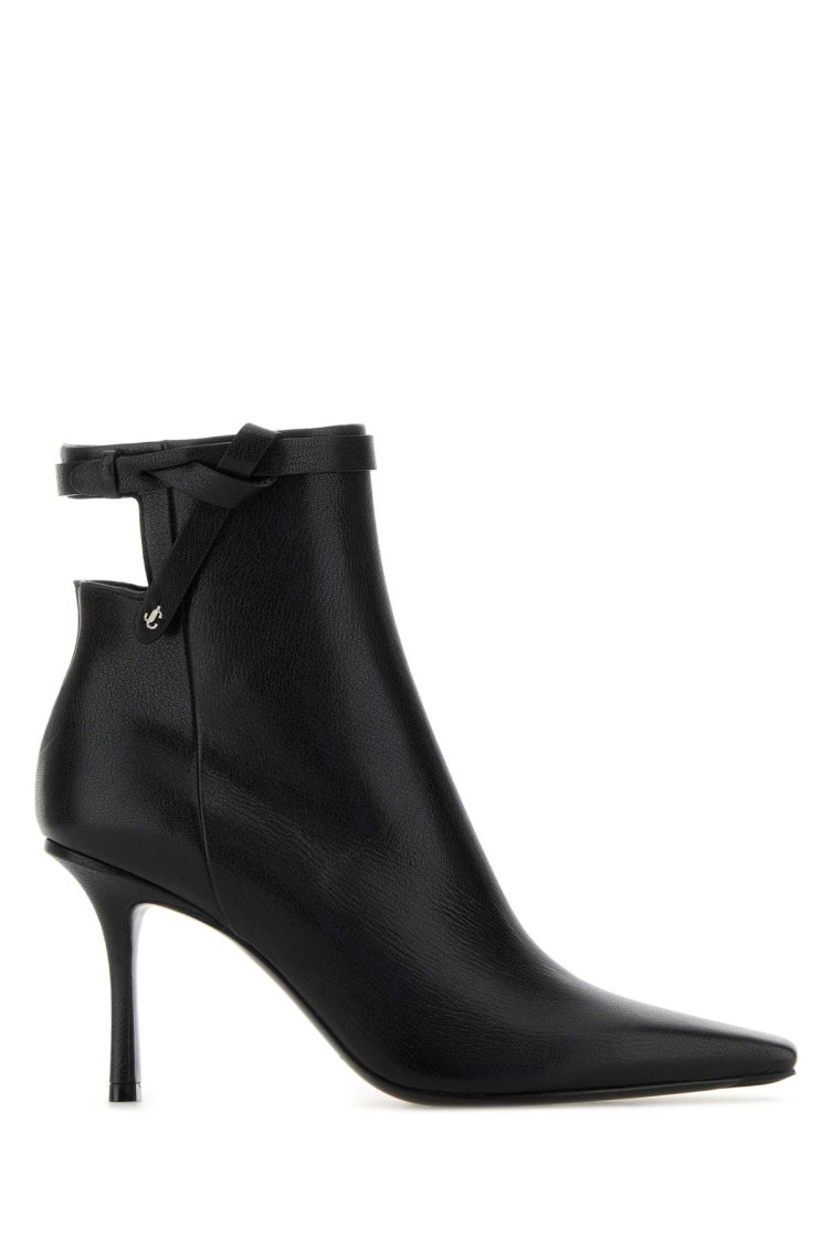 Jimmy Choo Camie Knotted-strap Leather Ankle Boots In Black