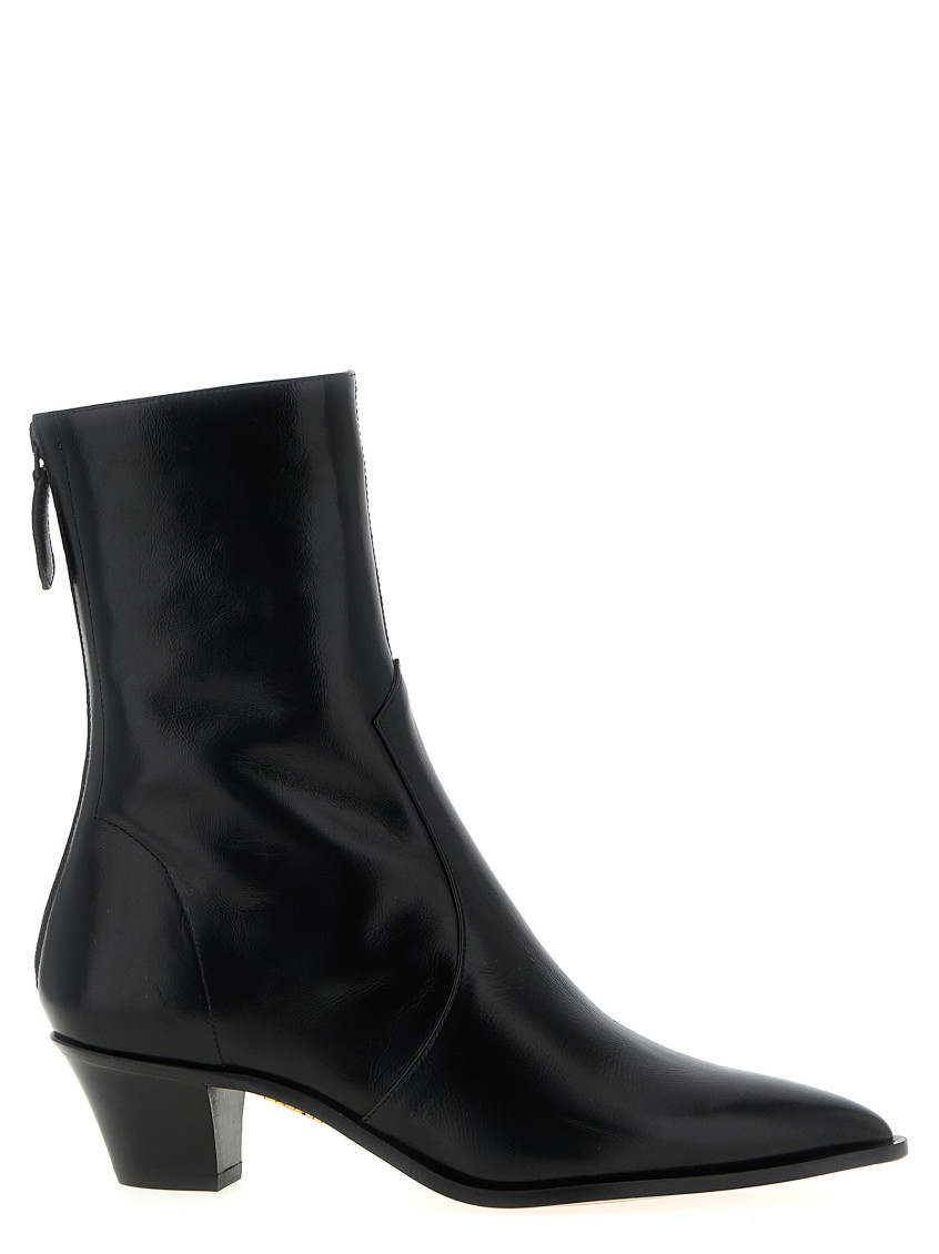 Aquazzura Ankle Boots With Block Heel And Pointed Toe In Black