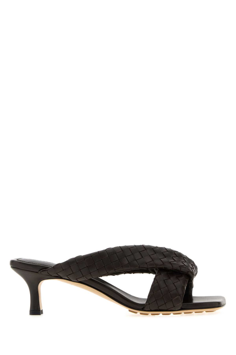 Bottega Veneta Dark Brown Leather Riva Mules In Brown