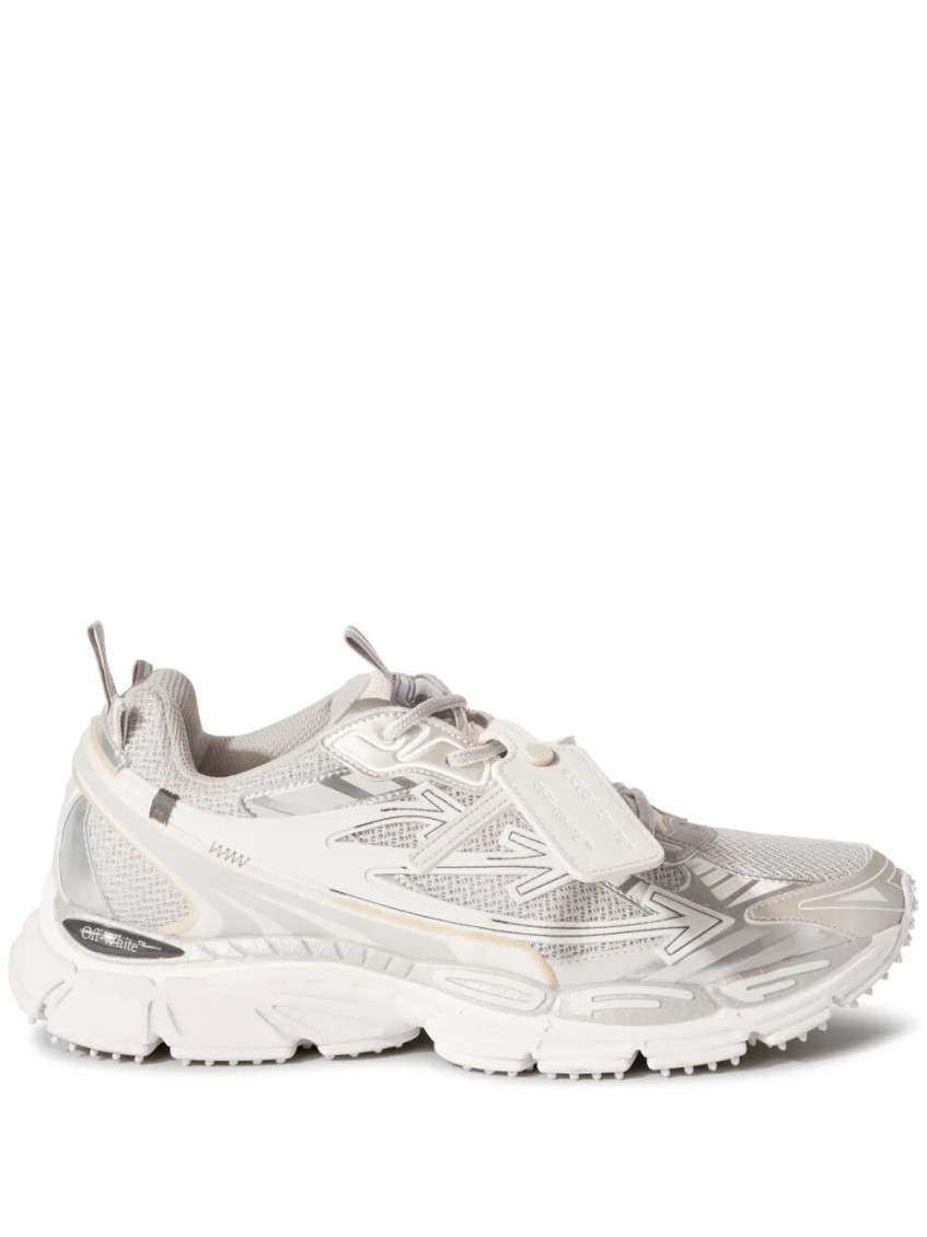 Off-white Ow Be Right Grey Low Top Sneakers With Zip-tie Detail In Mesh And Leather Man In Gray