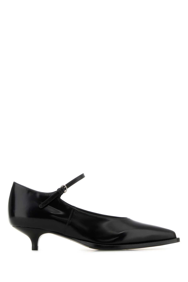 Miu Miu 35 Mary-jane Pumps In Brushed Leather In Black