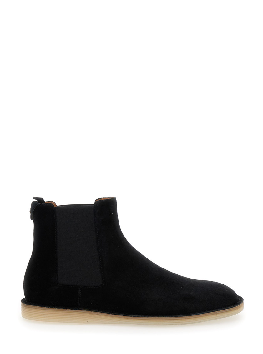 Dolce & Gabbana Black Pull-on Ankle Boots With Dg Logo In Black