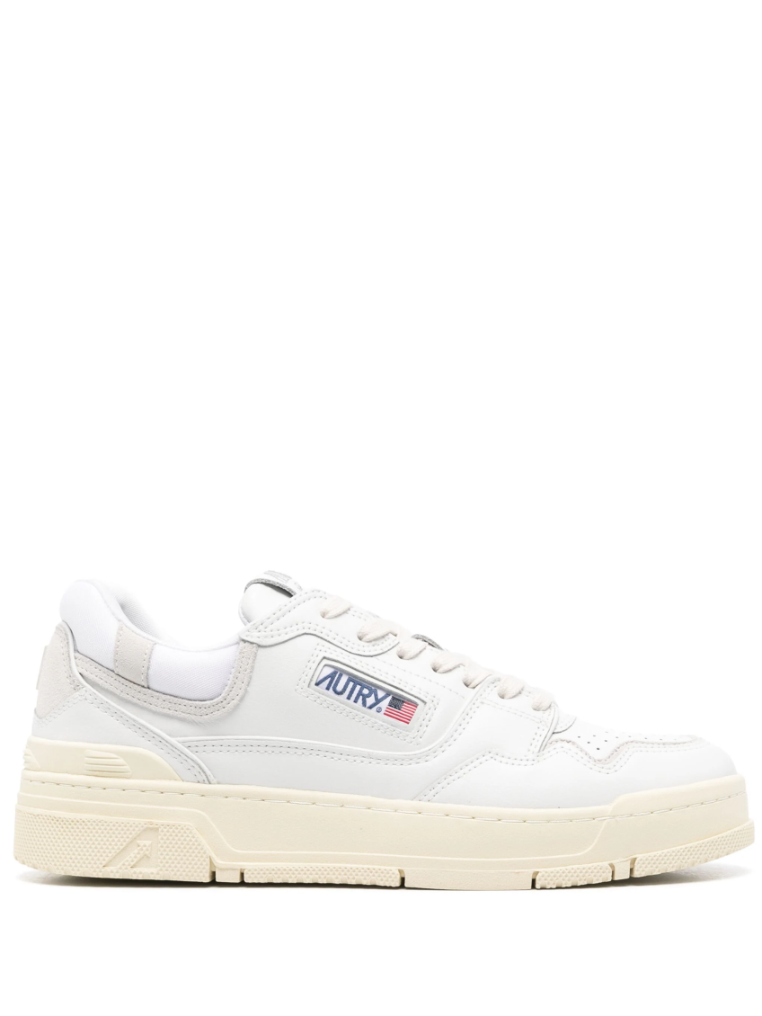 Autry 'clc' White Low Top Sneakers With Logo Patch On Tongue And Side In White