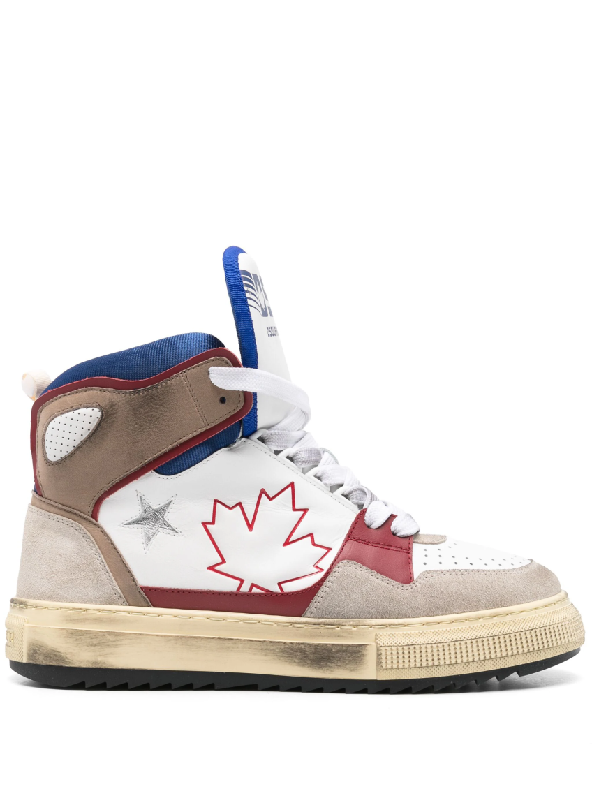 Dsquared2 White High Top Boogie Sneakers In White