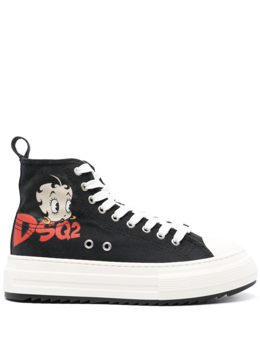 Shop Dsquared2 Black Betty Boop Berlin Sneakers