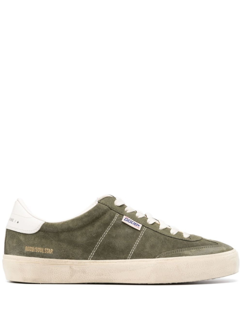 Golden Goose Low Top Sneakers In Calf Suede In Green
