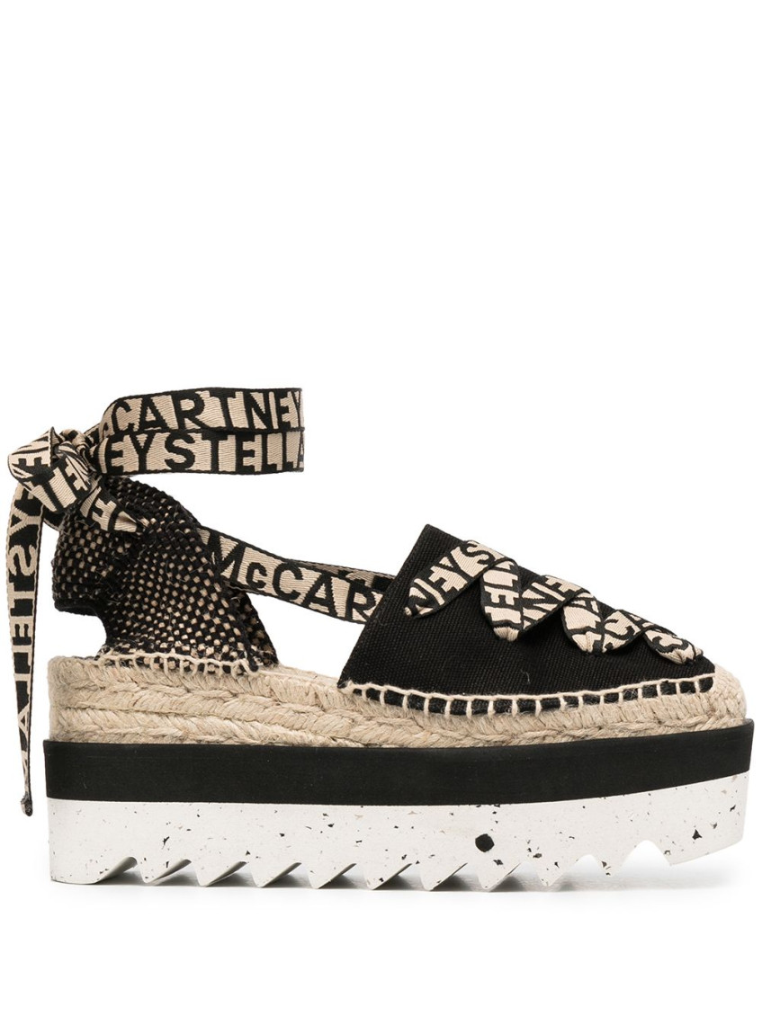 STELLA MCCARTNEY BLACK GAIA PLATFORM ESPADRILLE SANDALS