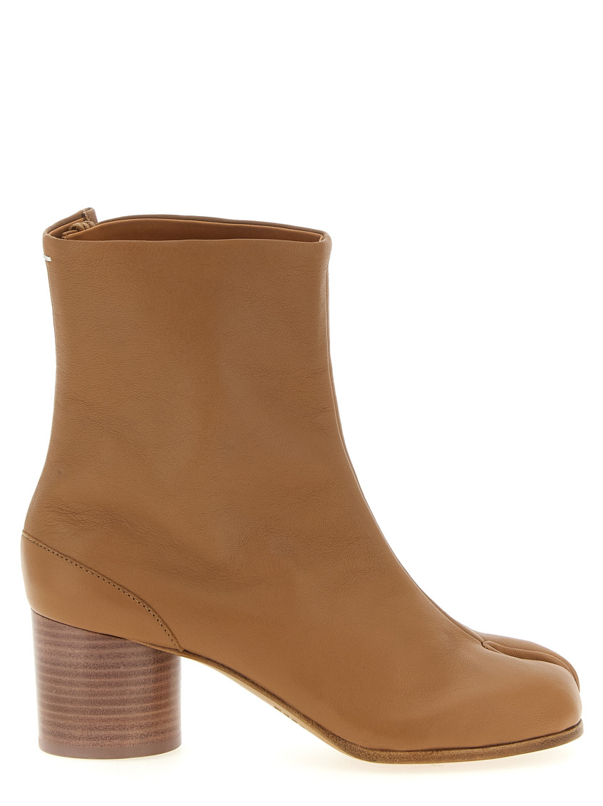 Maison Margiela Tabi Leather Ankle Boots In Brown