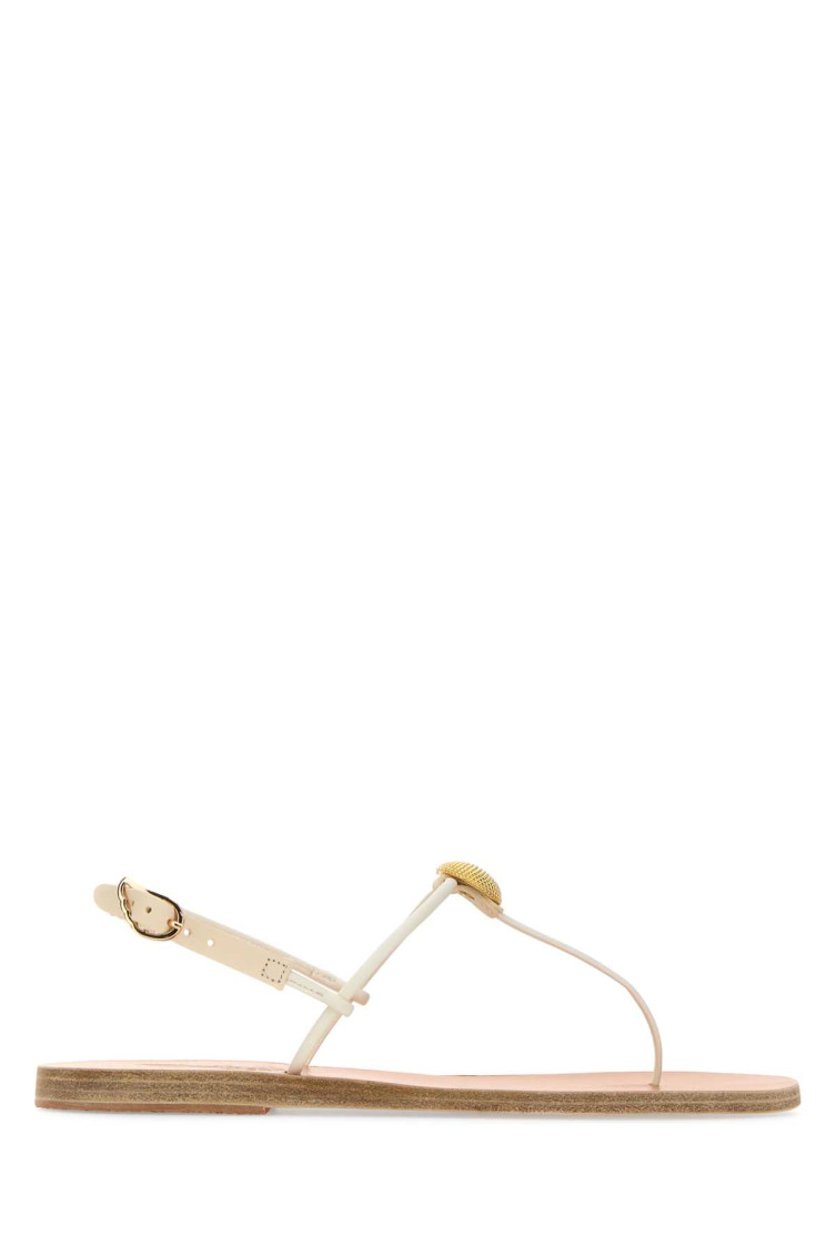 Ancient Greek Sandals White Leather Dimitra Thong Sandals In Off White