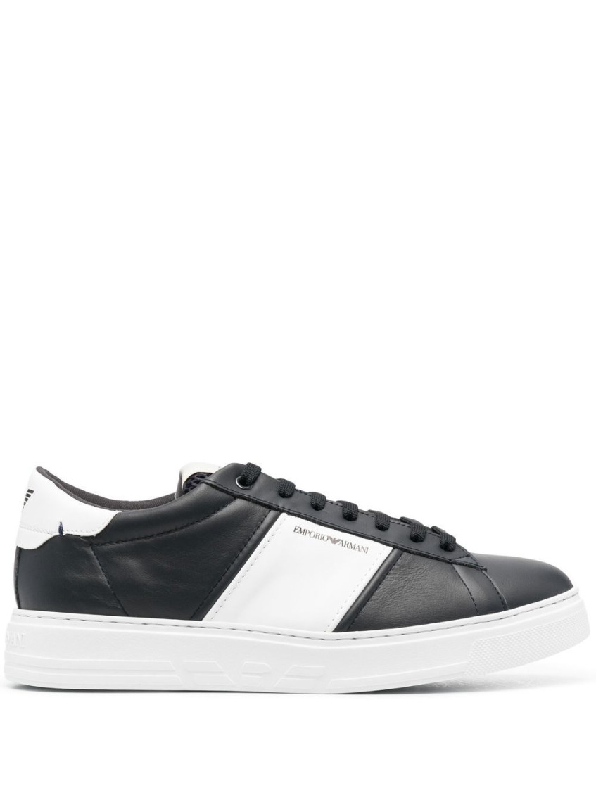 EMPORIO ARMANI MEN BLACK LEATHER SNEAKERS, 6 LUXURY SNEAKERS FOR MEN DARVEYS