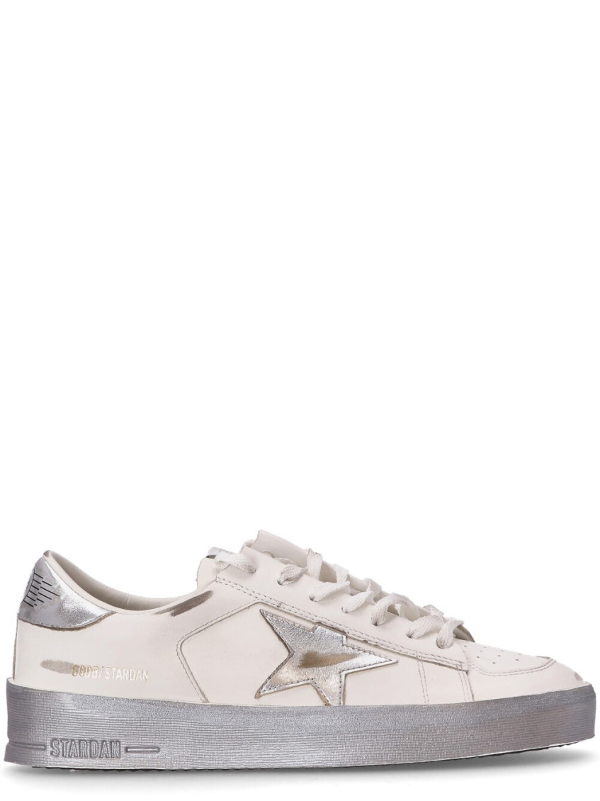 Golden Goose White Leather Sneakers In Animal Print