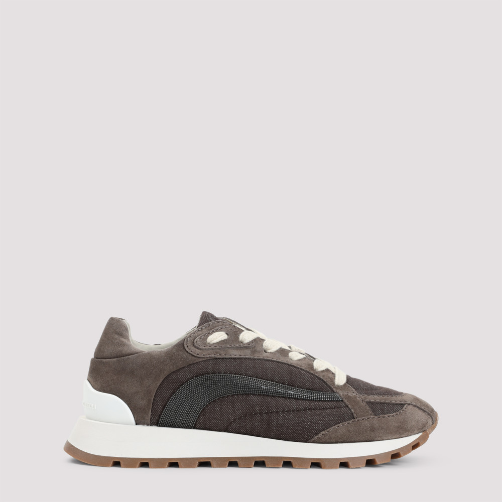 Brunello Cucinelli Brown Lace Up Sneakers In Brown
