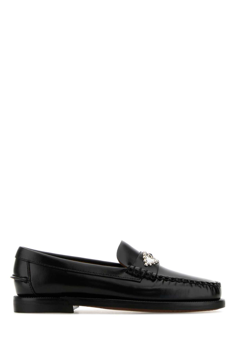 Sebago Eye Loafers With Embellished Detail And Round Toe In Black