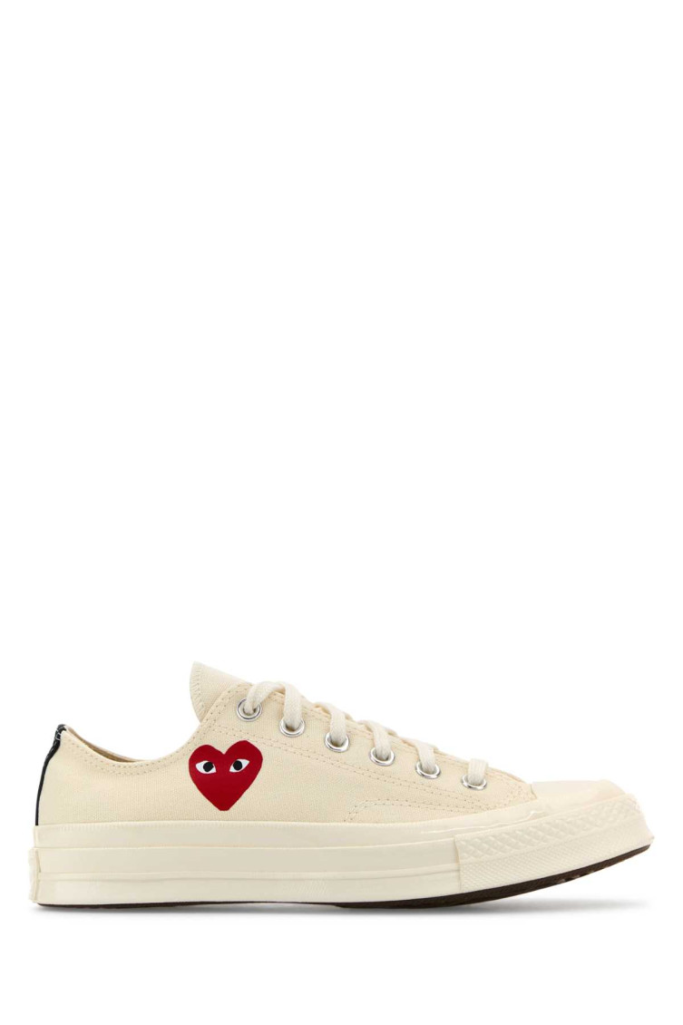 Comme Des Garçons Beige Canvas Sneakers In Beige