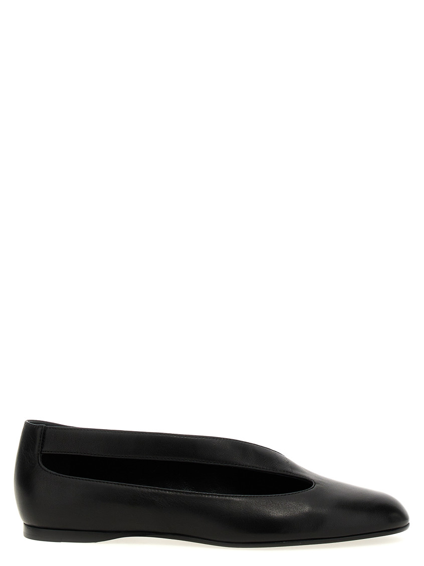 Khaite Asymmetric Cut-out Flat Shoes In Lambskin Leather In Black