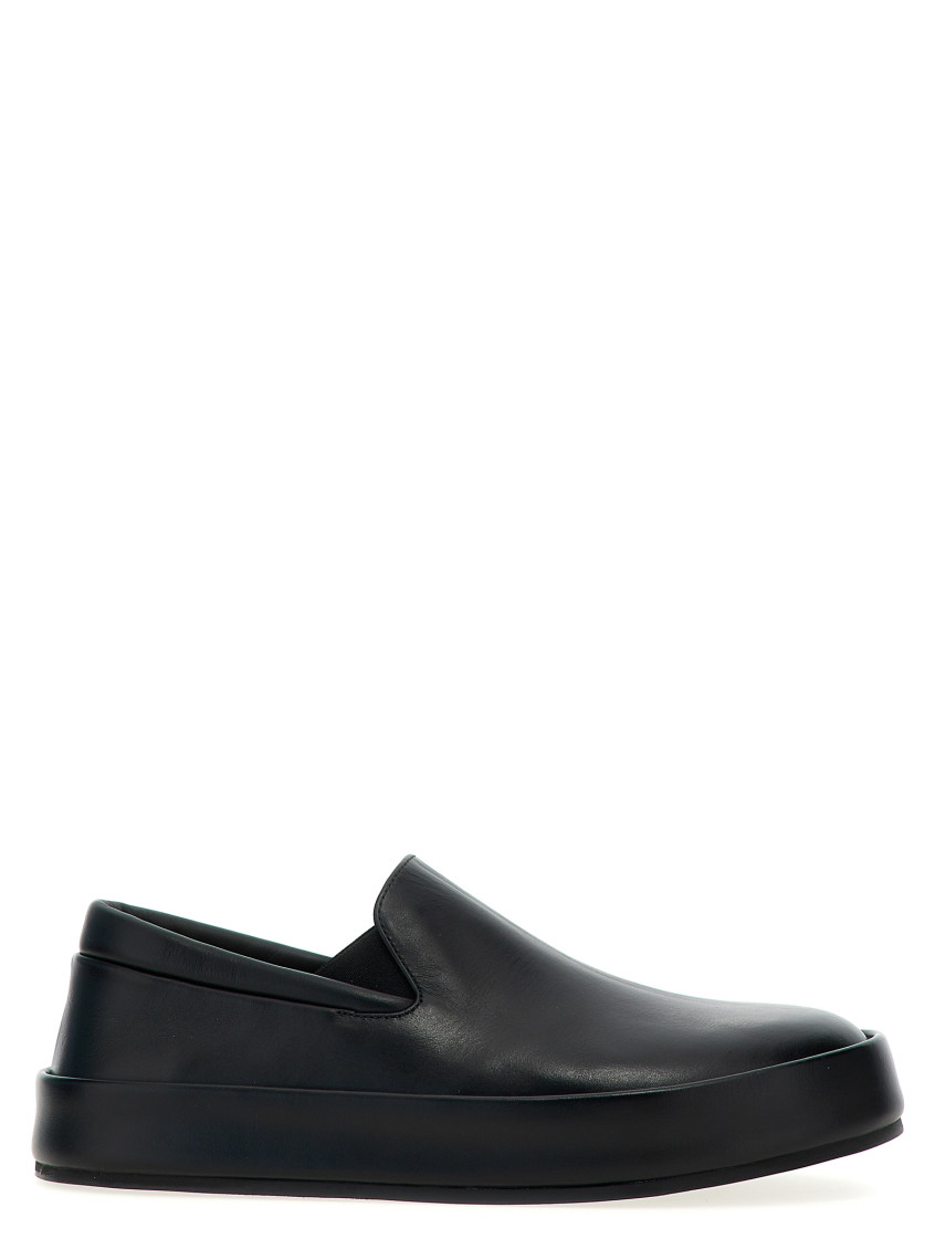 Marsèll Marsell Minimalist Black Calfskin Slip-on Slippers With Rubber Sole In Black