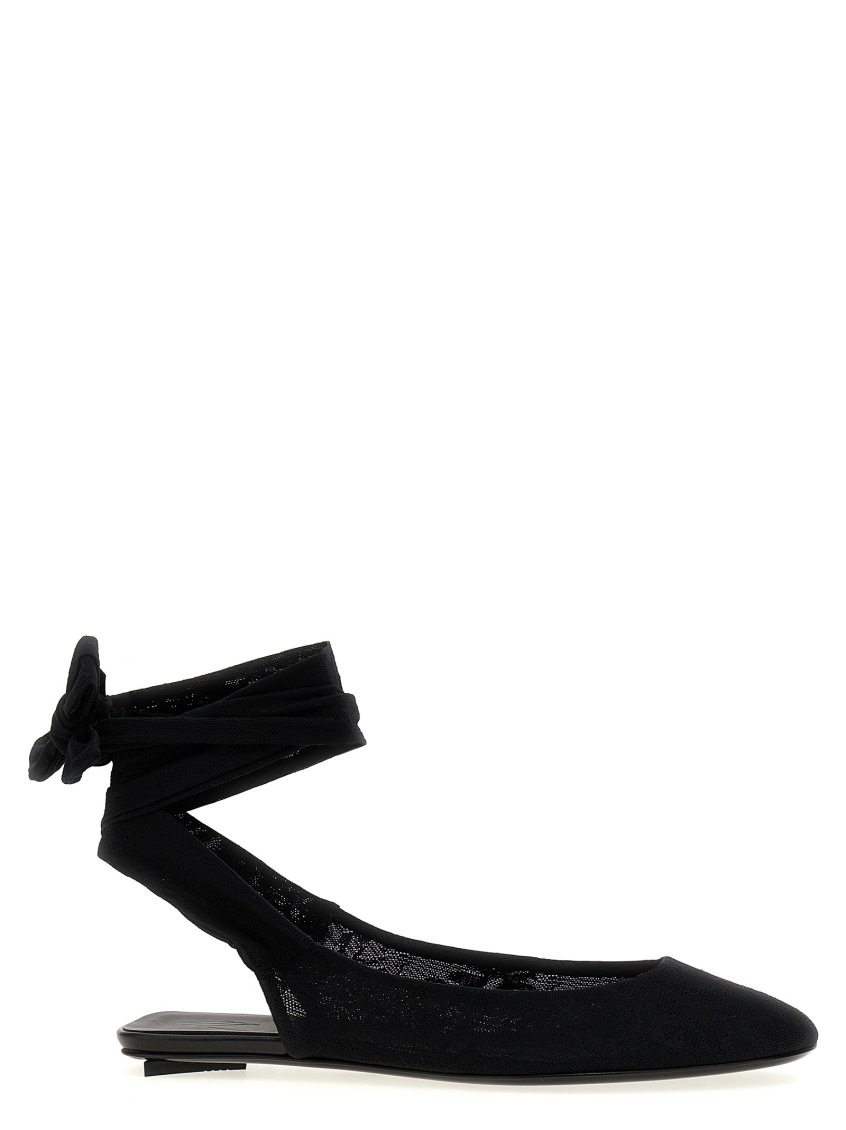 Attico Black Pointed Toe Ballet Flats In Black