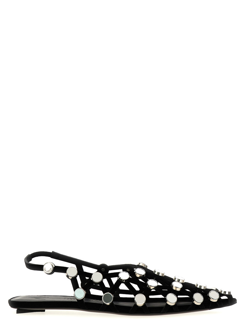 Attico 10mm Grid Suede Ballerina Flats In Black