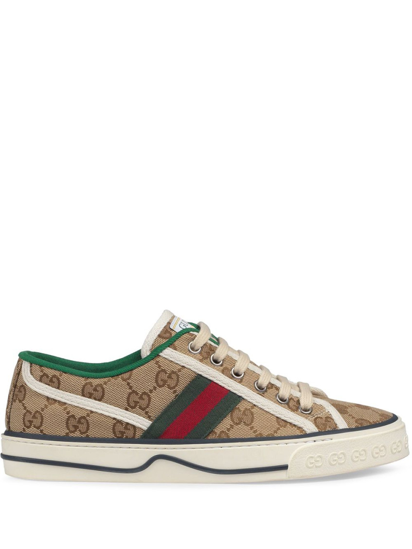 Shop Gucci Beige Logo Sneakers