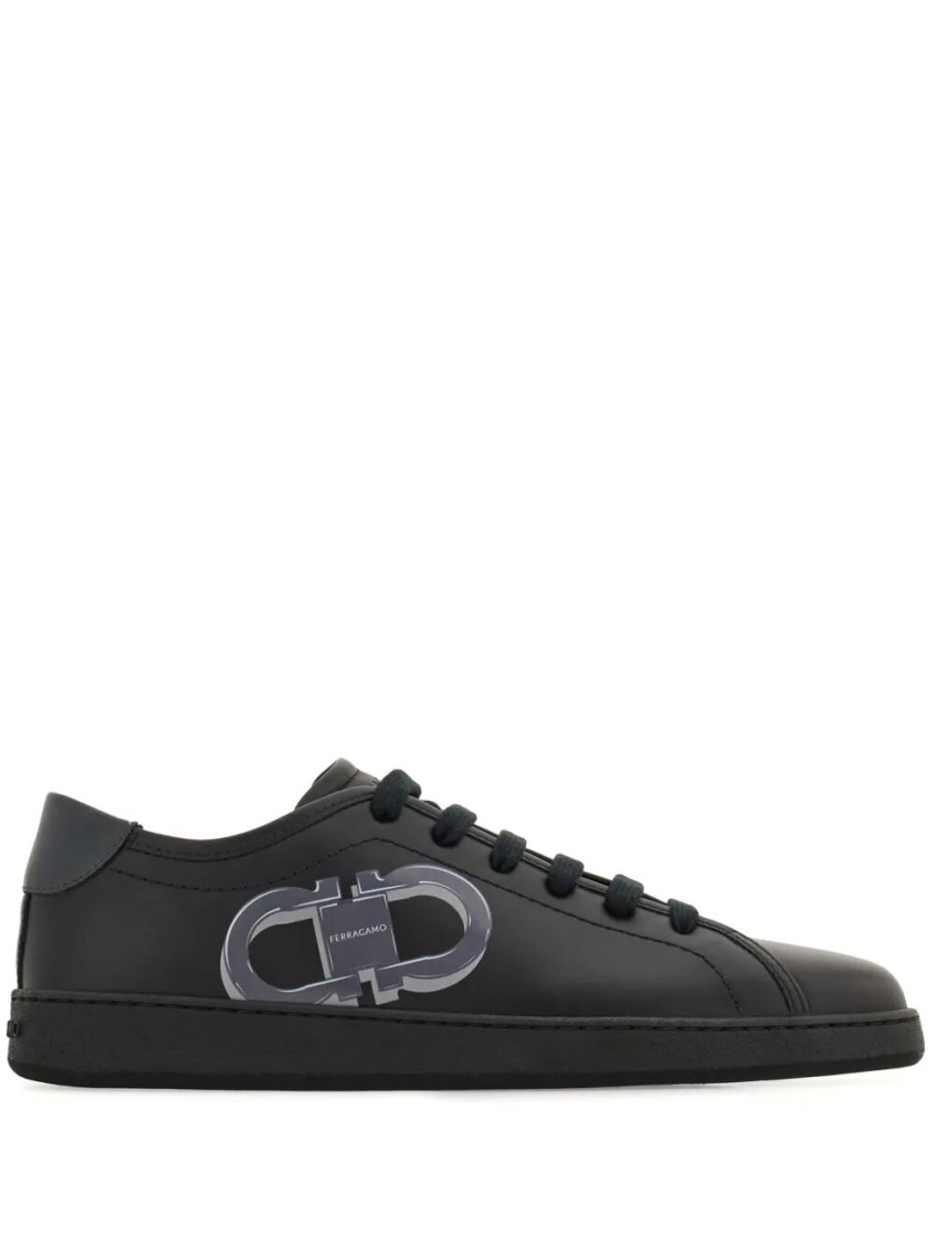 Ferragamo Leather Low-top Brandy Sneakers With Rubber Sole