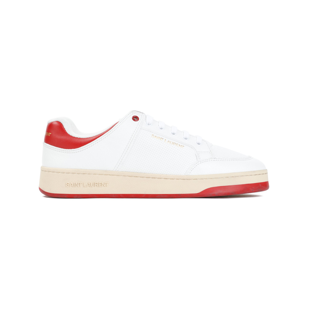 Shop Saint Laurent White Round Toe Sneakers