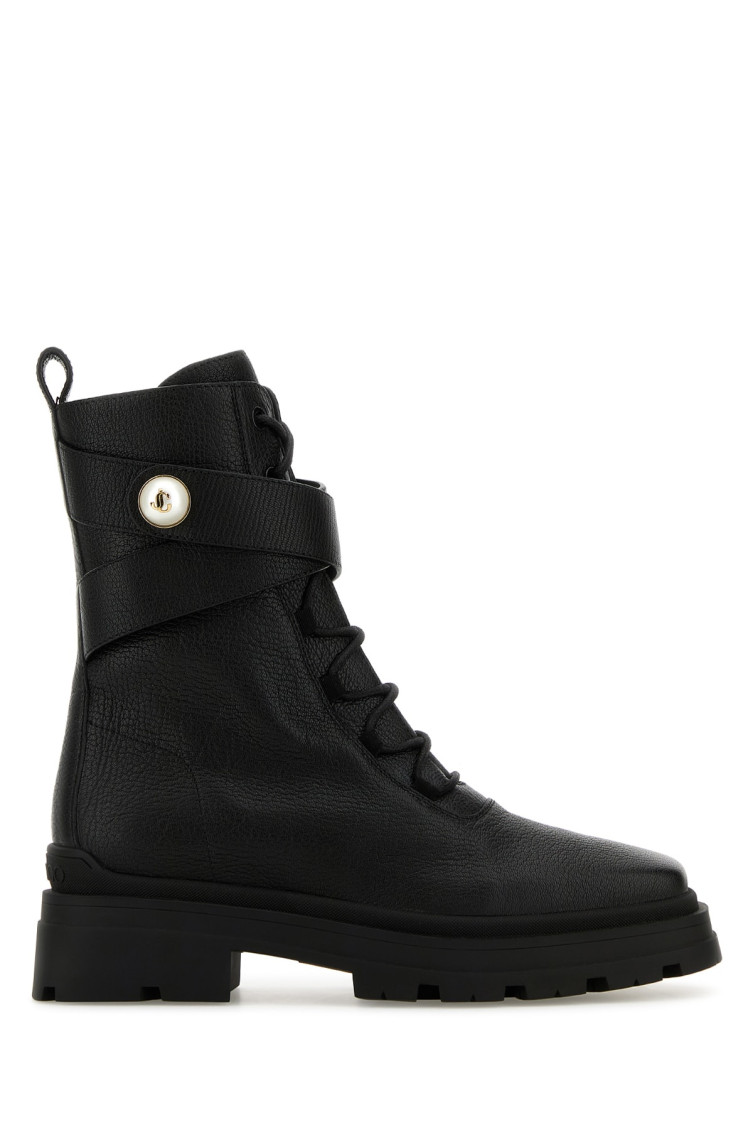 Jimmy Choo Womens Black Noemi 45 Logo-embellished Grained-leather Heeled Ankle Boots In Black