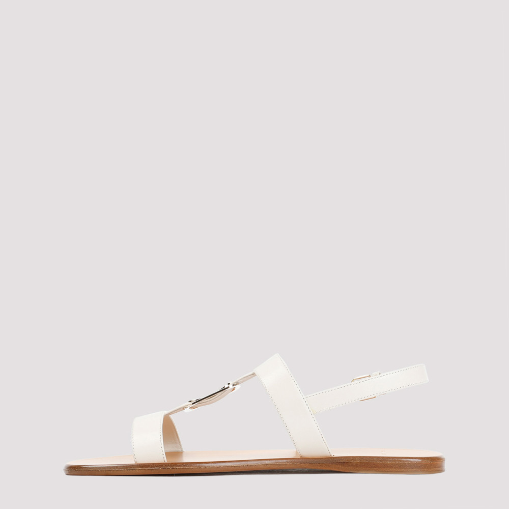 Ferragamo White Leather Vida Sandals for Women Online USA at