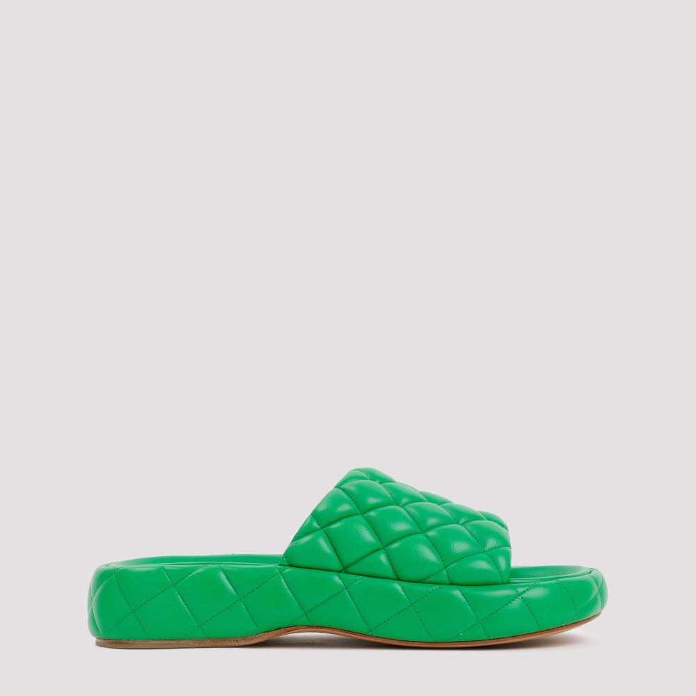 Bottega Veneta Quilted Green Slides With Chunky Sole In Green