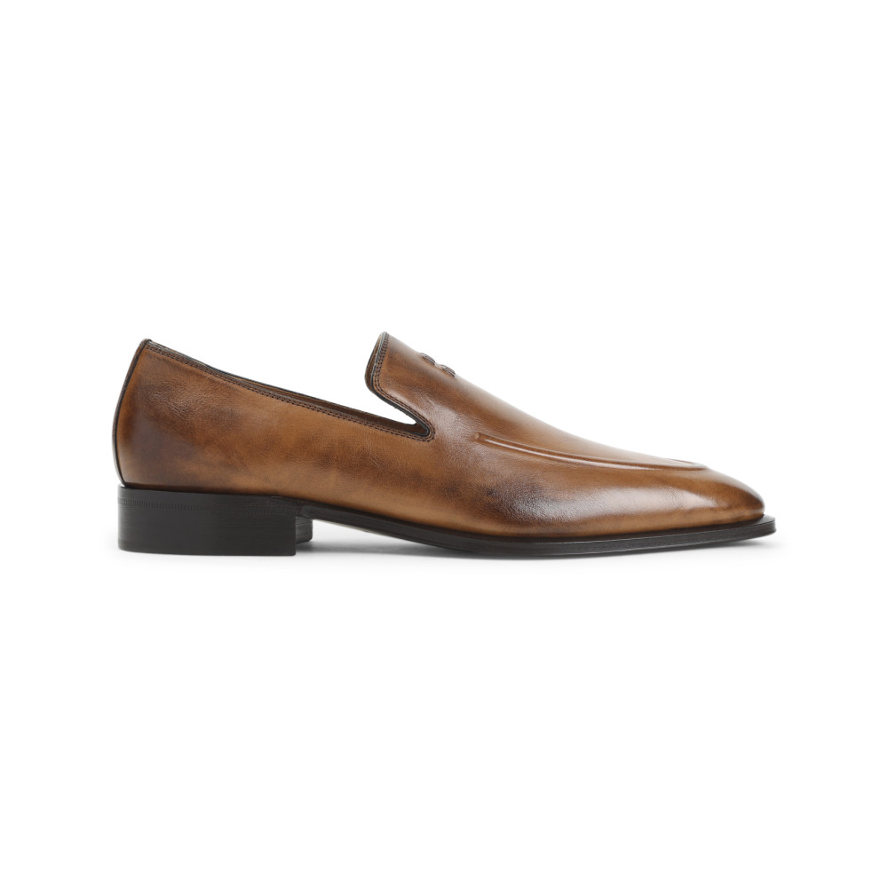 Miu Miu Cognac Leather Loafers In Brown