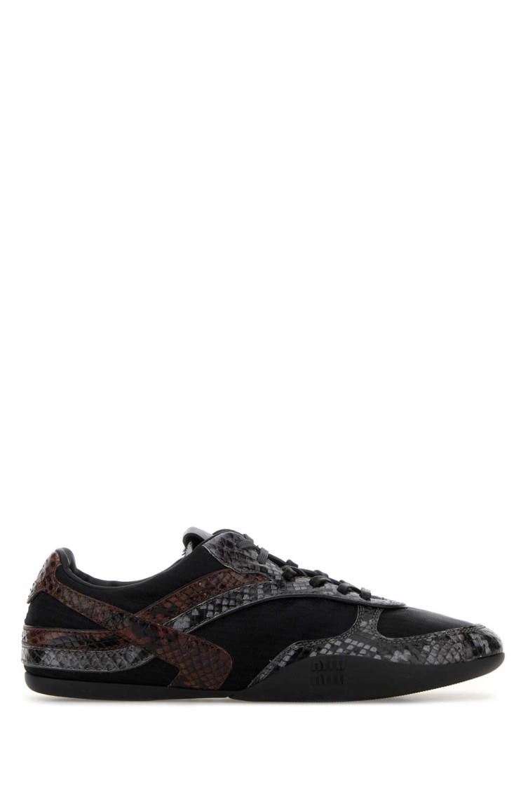 Miu Miu Fabric And Leather Low-top Sneakers In Multi