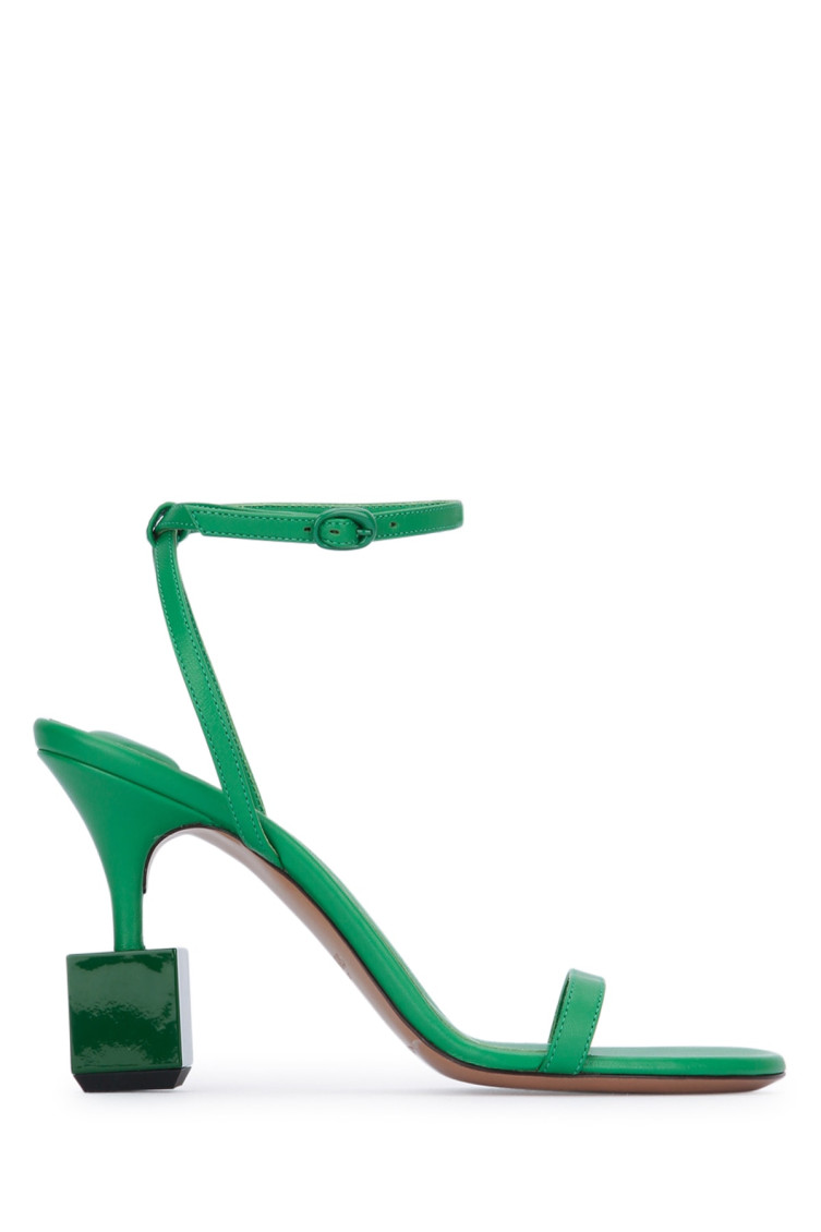 Jacquemus Sculpted Heel Leather Sandals In Green