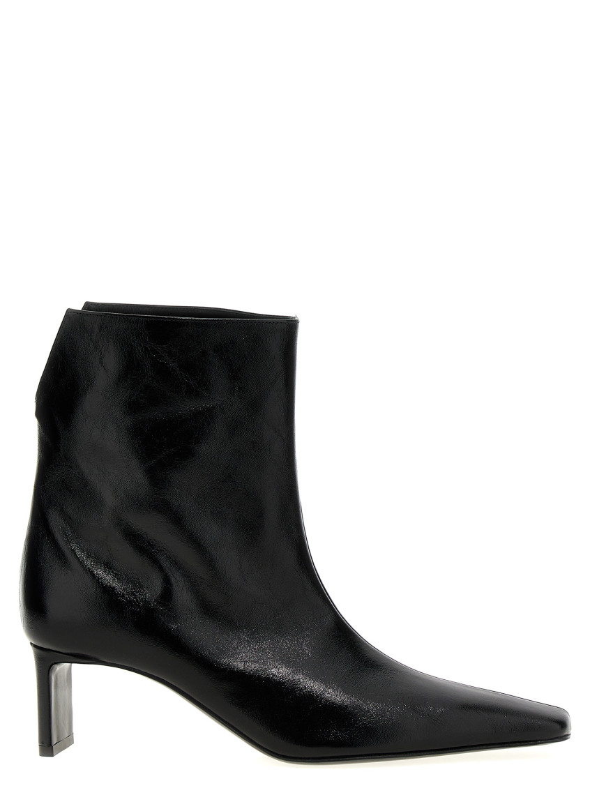 Khaite Ona Leather Ankle Boots In Black