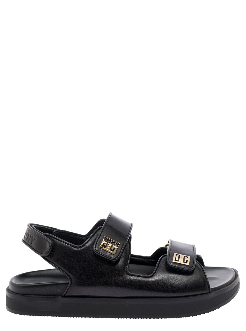 Shop Givenchy Black Leather Sandals