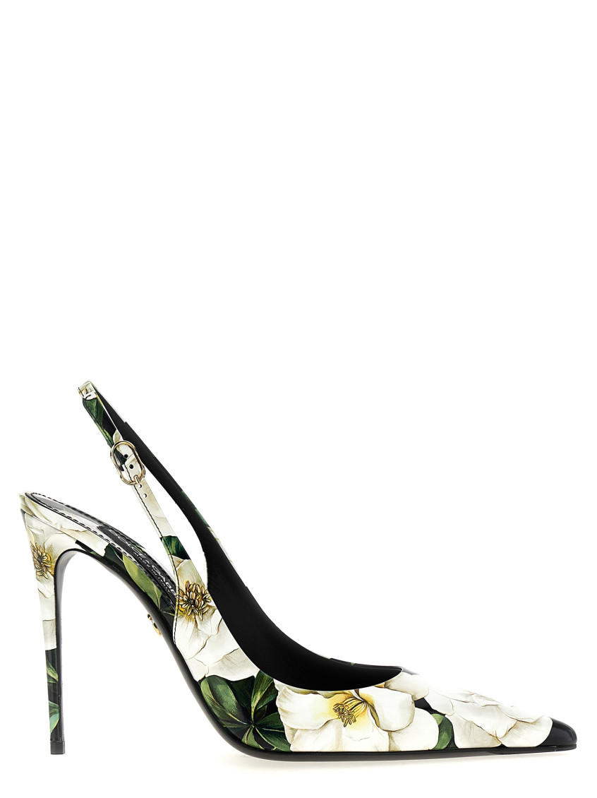 Dolce & Gabbana Printed Leather Slingback Pumps In Multicolor