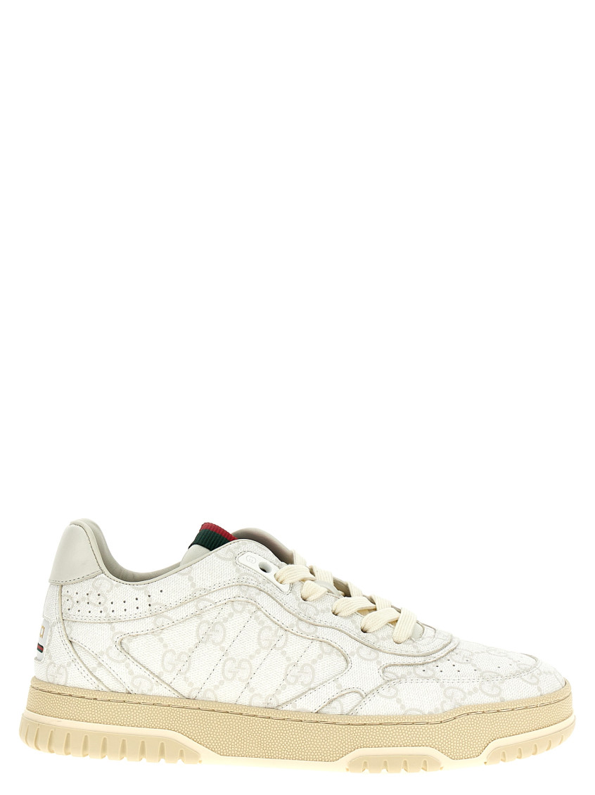 Gucci White Lace Up Logo Sneakers In White