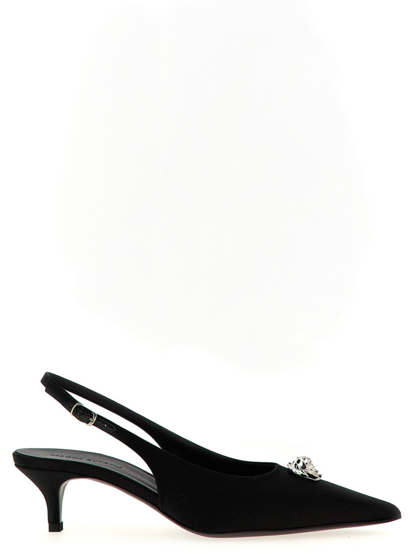 Magda Butrym Rosetta Slingback Pumps With Embellished Kitten Heel In Black