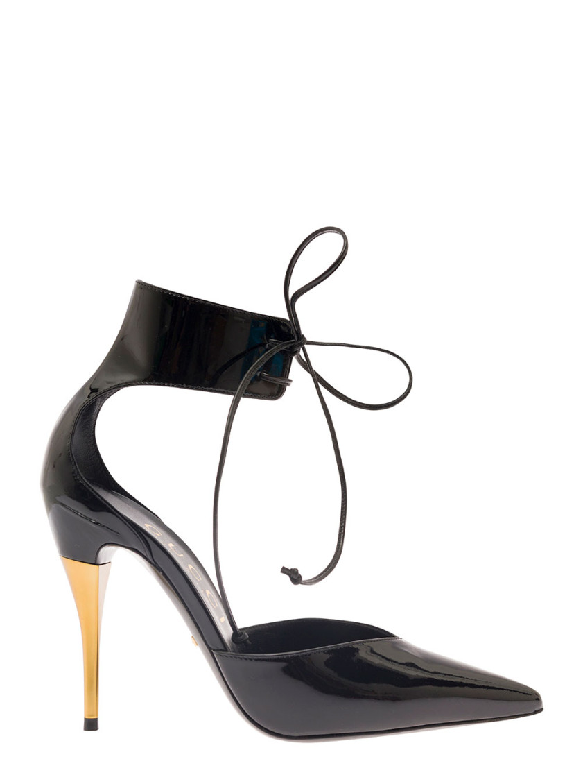 Gucci 90mm Miranda Patent Leather Pumps In Black